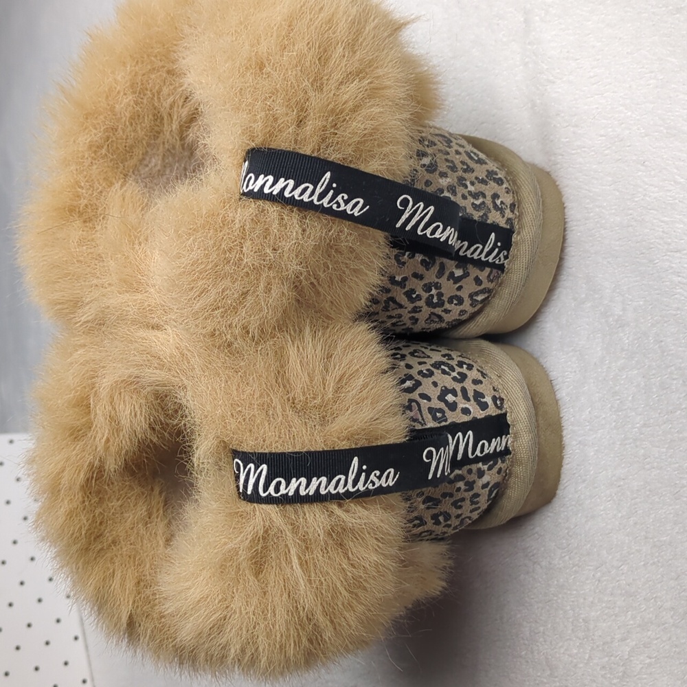 MonnaLisa Leopard Print Boots with Plush Fur Trim Euro 30/12.5 US